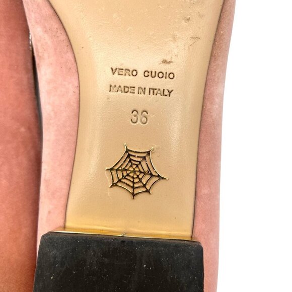 Charlotte Olympia Mid Century Kitty Cat Pink Velvet Pointed Flat EU 36 US 5.5-6 - Picture 10 of 12